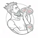 drunk man drinks fresh juice tattoo design idea