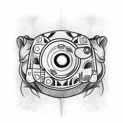 camera roll around arm tattoo design idea