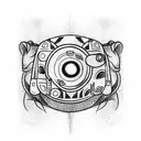 camera roll around arm tattoo design idea