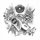 camera roll around arm tattoo design idea