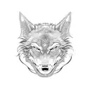 Samurai helmet wolf side tattoo design idea