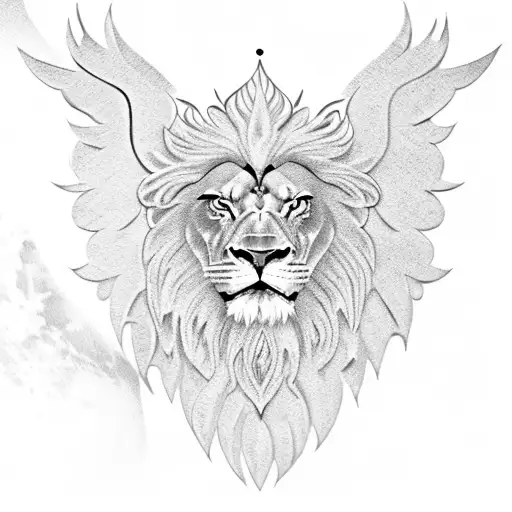 eagle wings, lion eyes, garden, moon tattoo design idea