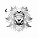 eagle wings, lion eyes, garden, moon tattoo design idea
