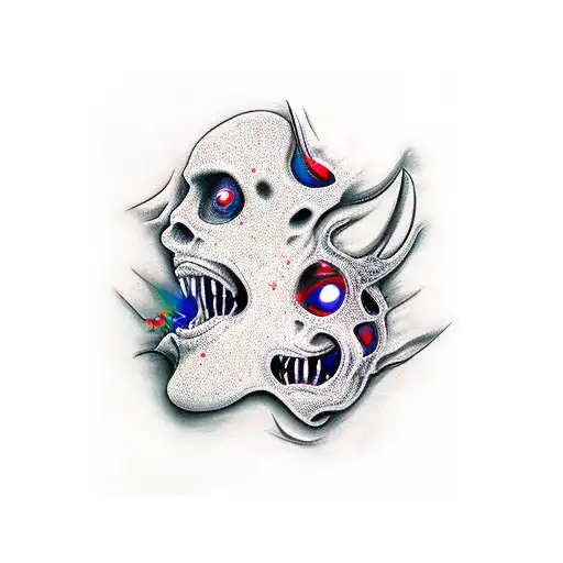 Demon Kissing A Womans Breast tattoo design idea