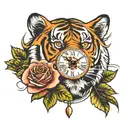 ROSE CLOCK TIGER   tattoo design idea