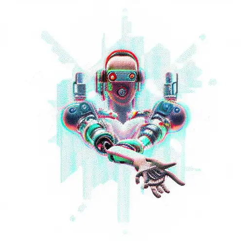 Cyberpunk implantate Right Arm Full cover art tattoo design idea