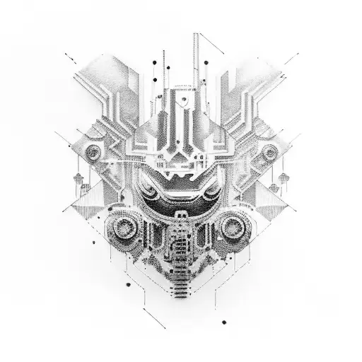 Cyberpunk implantate tattoo design idea