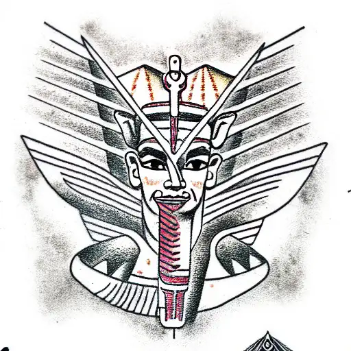 ancient egypt gods and pyramids tattoo design idea