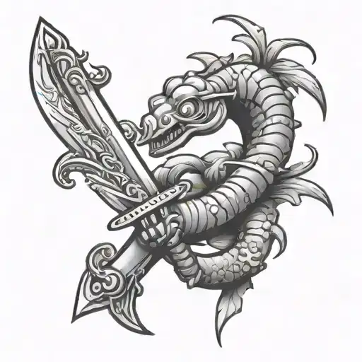 worm with a sword tattoo design idea
