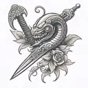 worm with a sword tattoo design idea