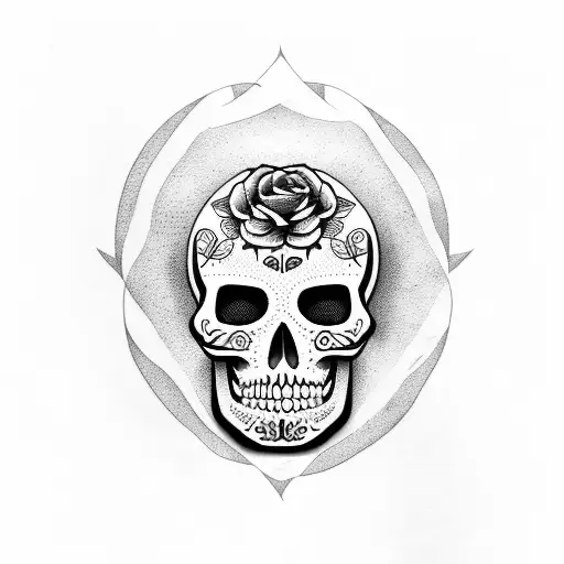 calavera y flores tattoo design idea