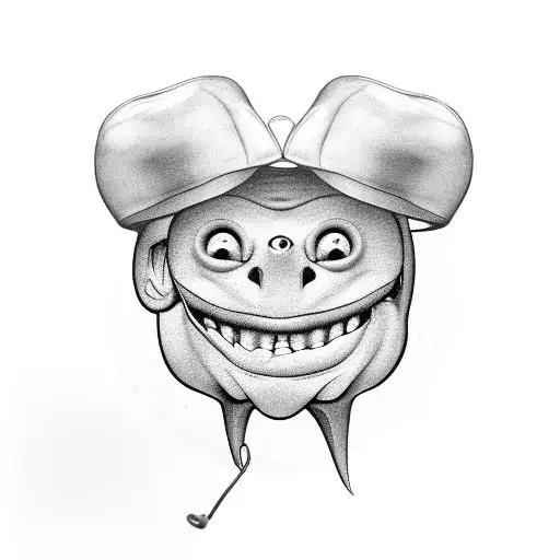A smiling tooth wearing a dentist's hat tattoo design idea