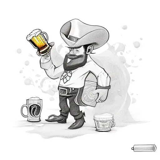 leprechaun with gold and beer, clever tattoo design idea