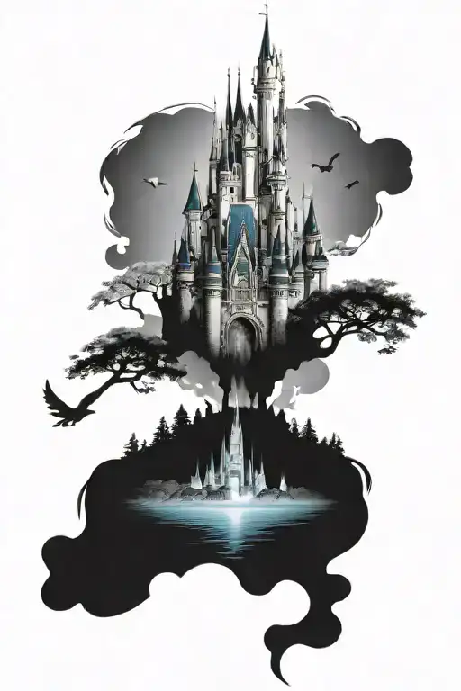 disney castle  tattoo design idea