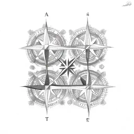 floral pattern, a compass, two girl holding hands tattoo design idea