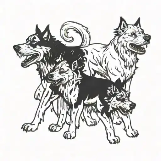 Cerberus three headed dog tattoo design idea