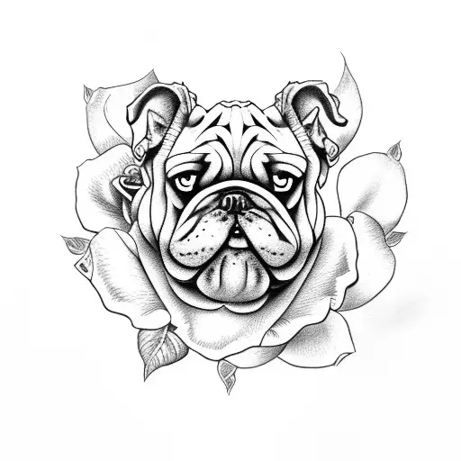 bulldog  stopwatch Rose  tattoo design idea