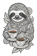 sloth drinking coffee tattoo design idea