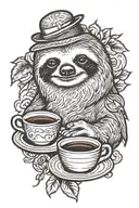 sloth drinking coffee tattoo design idea