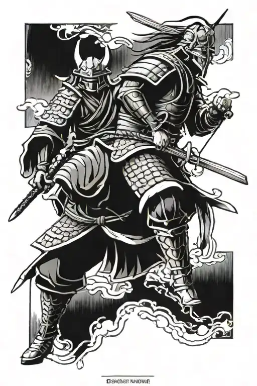 samurai and gladiator facing tattoo design idea