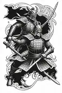 samurai and gladiator facing tattoo design idea