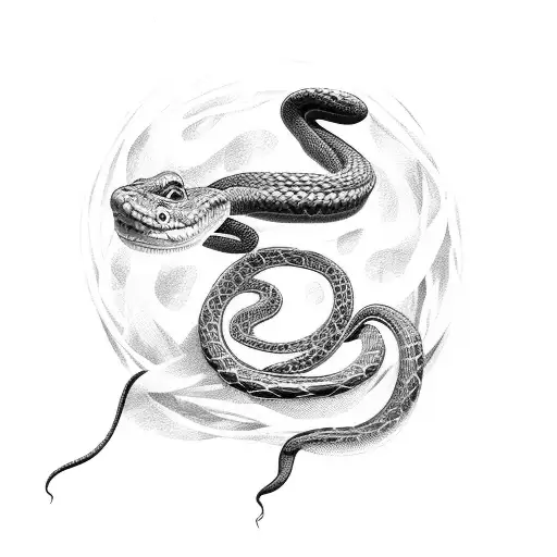 two snakes wrapped around a girl hanging upside down tattoo design idea