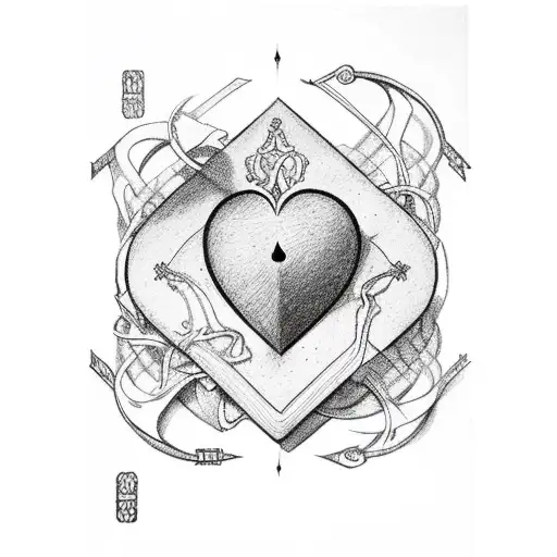 2 & 7 heart of cards tattoo design idea