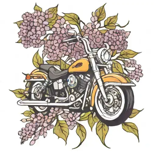 harley davidson and lilacs tattoo design idea