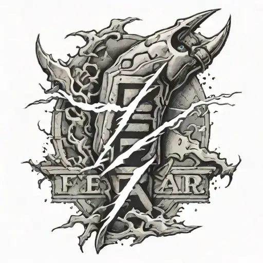 claw marks with lightning and the word fear   tattoo design idea