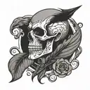 robin with a half a skull face tattoo design idea