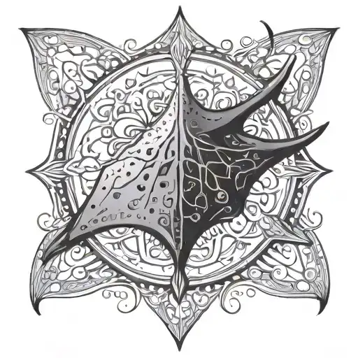 gothic sting ray inside a mandala design incorporating elements tattoo design idea