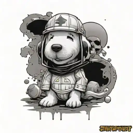 snoopy dressed in storm trooper gear tattoo design idea