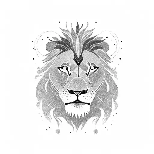 A salesperson closing a deal with a lion's head as a symbol of strength and confidence in blackwork style tattoo design idea