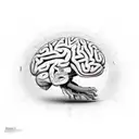 A stylized brain with vibrant colors and electrical circuitry representing ADHD in sketch style tattoo design idea