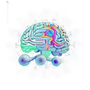 A stylized brain with vibrant colors and electrical circuitry representing ADHD in sketch style tattoo design idea