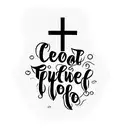 create a neck tatto with the words 'IN GOD WE TRUST' in the shape of a cross. tattoo design idea