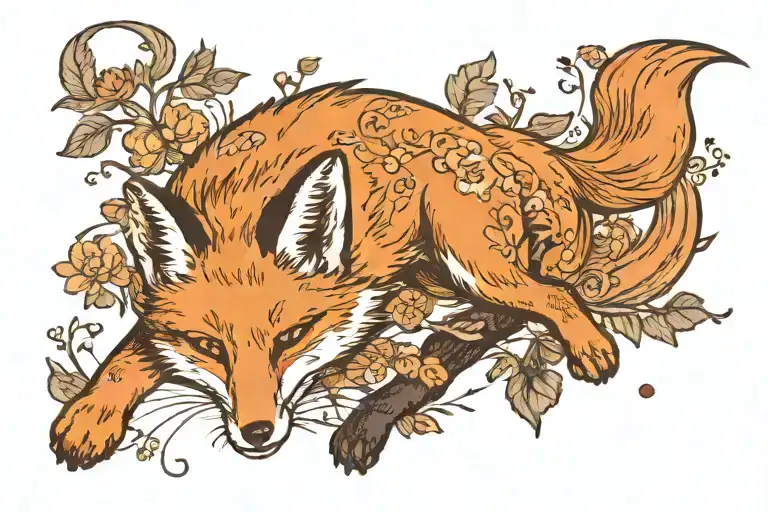 fox jumping  delicate aloof tattoo design idea