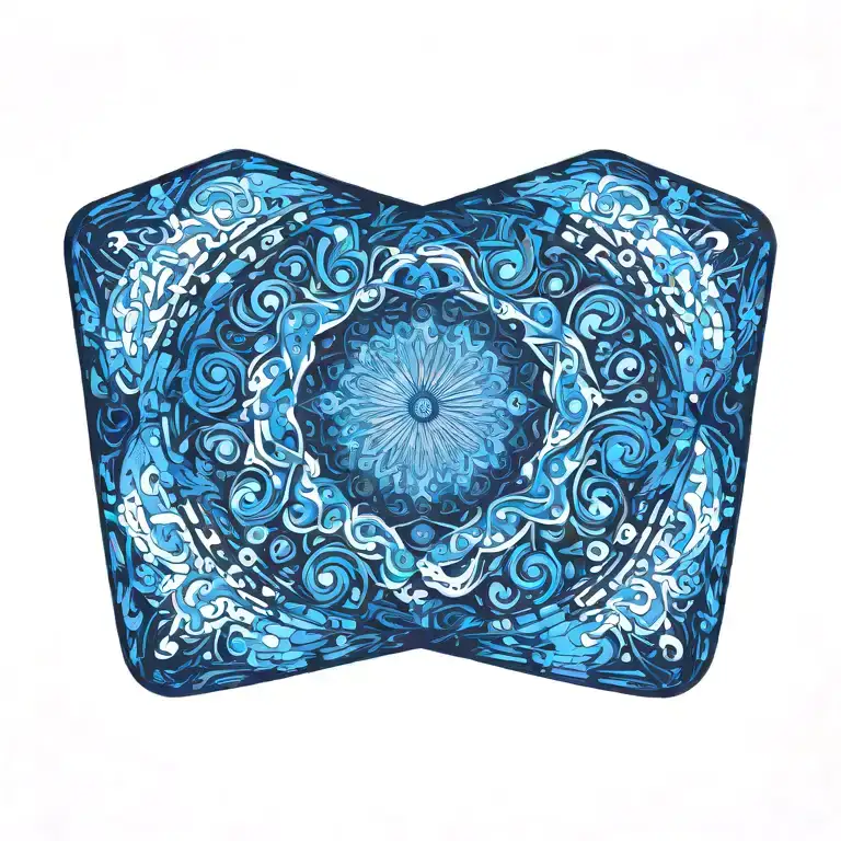different shades of blue being sucked into a blue black hole tattoo design idea