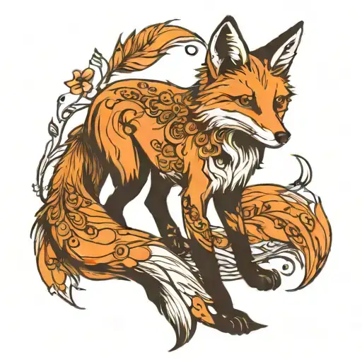 fox full body lightfooted posture suggesting movement and determination tattoo design idea