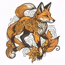 fox full body lightfooted posture suggesting movement and determination tattoo design idea