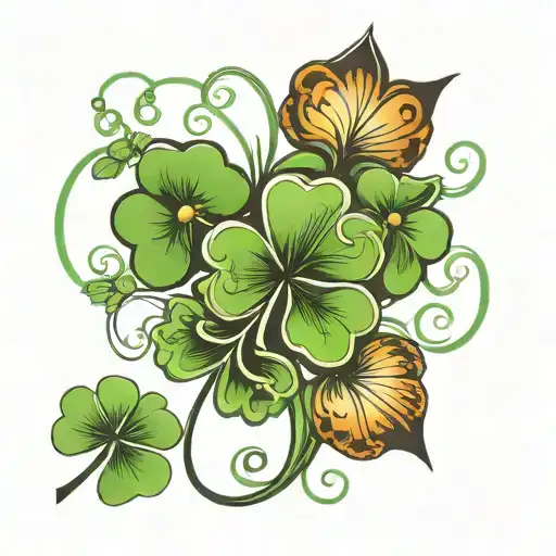 four leaf clover and 13 incorporated tattoo design idea