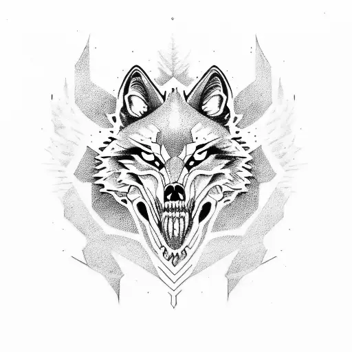 Wolf skull tattoo design idea