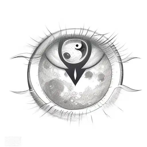 moon with eyes crying tattoo design idea