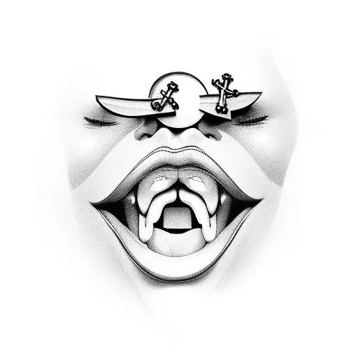 sexy, nun with rosary and tongue out tattoo design idea