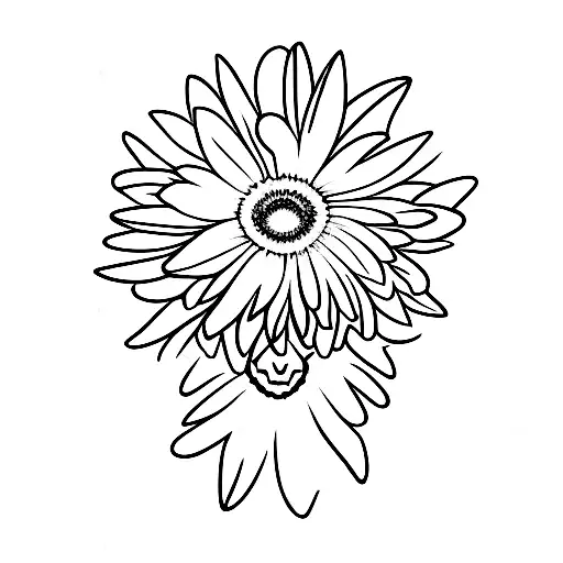 single yellow gerber daisy with a J in the middle  tattoo design idea