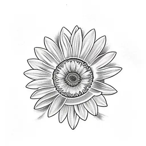 single yellow gerber daisy with a J in the middle  tattoo design idea