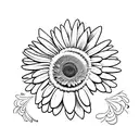 single yellow gerber daisy with a J in the middle  tattoo design idea