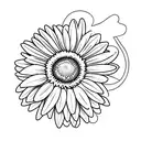 single yellow gerber daisy with a J in the middle  tattoo design idea