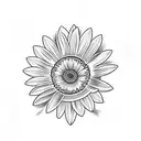 single yellow gerber daisy with a J in the middle  tattoo design idea