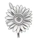 single yellow gerber daisy with a J in the middle  tattoo design idea